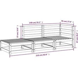 vidaXL Gartensofa mit Fußhocker 2-Sitzer wachsbraun Kiefer