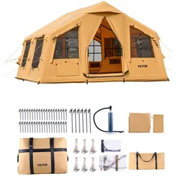 VEVOR Aufblasbares Zelt für Camping 8-12 Personen Glamping Zelt 4,8x3,6x2,2m