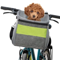 ALLSOPETS Haustier Fahrradtasche für Hunde Katzen, Fahrradkorb Vorne für Kleine Hunde, Faltbar Hundetasche Hundekorb mit Sicherheitsgurt, Schnellentriegelung, Einfache Installation Grau