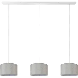 PACO HOME Pendelleuchte "HUGO CANVAS UNI COLOR", grau (grau weiß), Ø 28cm H: 16cm, Lampen, Pendelleuchte Wohnzimmer Hängelampe Esszimmer Lampenschirm E27 Uni