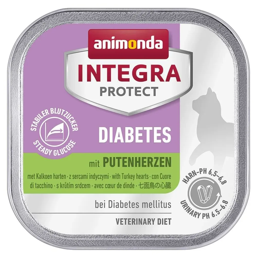 Animonda Integra Protect Cat - Schale Diabetes mit Putenherzen 16x100g