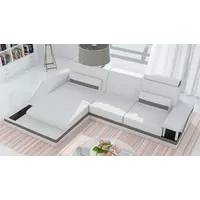 JVmoebel Ecksofa Ecksofa Wohnlandschaft Sofa +USB Eck Garnitur Leder Textil Stoff, 1 Teile, Made in Europa weiß