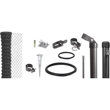 GAH Alberts Alberts Maschendrahtzaun Komplettset mit Bodenhülsen, anthrazit-metallic, 1,5 m