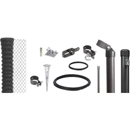 GAH Alberts Alberts Maschendrahtzaun Komplettset mit Bodenhülsen, anthrazit-metallic, 1,5 m