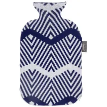 Fashy Wärmflasche mit Strickbezug Muster Blau Weiß 2L 67378