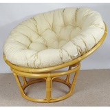 Rattani Rattanstuhl Rattan Papasan Sessel inkl. hochwertigen Polster D 110 cm Fb. honig