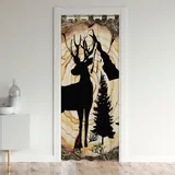 Loussiesd Niedlich Hirsch Geweih Türvorhang 86x203cm für Hirsch Jagd Vorhang Western Bauernhaus Vorhang für Innentür Raumteiler Dekor Wild Tier Vorhang