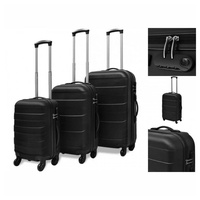 vidaXL Trolley Koffer Set 3-tlg Hartschale Reisekoffer-Set Trolley mit 4 Rollen Schwa schwarz