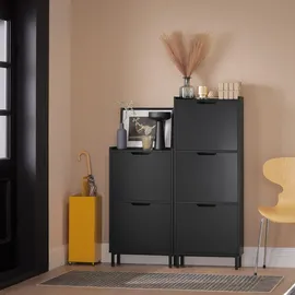 SoBuy Schuhkipper 50 x 90 x 19 cm schwarz lackiert