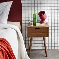 Sweeek Nachttisch mit nussfarbenem Holzdekor, 1 Schublade