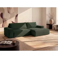 Ecksofa mit Schlaffunktion - Ecke Rechts - Cord - Tannengrün - AMELIA