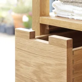 Tikamoon Eiche Hochschrank 30 cm Beige Massivholz