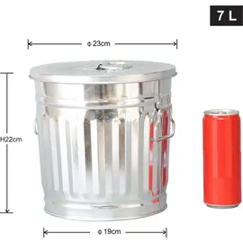 H&D Manufaktur Ascheeimer Metall Ø 21,5 cm 7 l Silber