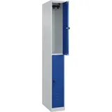 C+P Doppelstock-Spind Classic PLUS, 1 Abteil, 1850x250x500mm, 7035/5010 Verschluss Sicherheits-Drehriegel