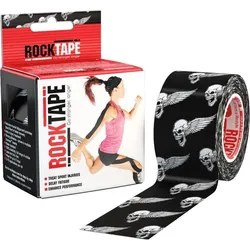 RockTape Kinesiologie-Tape – H2O (5 cm x 5 m) – Schwarz mit Kopfmuster 5 M