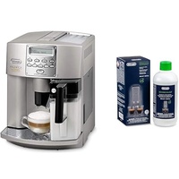 De'Longhi Magnifica ESAM 3500.S Kaffeevollautomat mit Milchaufschäumdüse für Cappuccino, mit Espresso Direktwahltaste, 2-Tassen-Funktion, großer 1.8L Wassertank, Grau/Silber mit DLSC 500 Entkalker