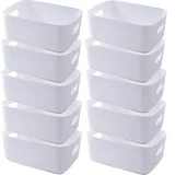 NCRGB Aufbewahrungsbox Kunststoff Aufbewahrungskorb mit Griffen Küchenschrank Organizer Box Körbe Aufbewahrung Kunststoffbox für Badezimmer Regal Kunststoffbox (20x14x7cm, 10 White)