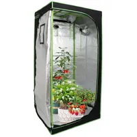 Clanmacy Gewächshaus Growbox Pflanzenzelt Indoor & Outdoor 99,9 % lichtundurchlässig 80 cm x 80 cm x 180 cm