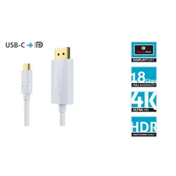 sonero X-UCC021-015 - USB-C auf DP Kabel - 4K - 18Gbps - Weiß - 1,5m