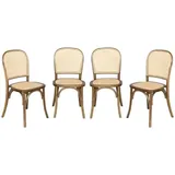 4er-Set Vintage Holz- und Rattanstühle - Sweeek