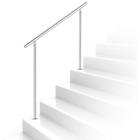 Randaco Treppengeländer Geländer Edelstahl Handlauf 80-180cm Außentreppe 0-5 Querstreben, 150 cm Länge, mit 0 Pfosten, Bodentreppe Pflegeleicht Innen und Außen Brüstung Balkon, für Balkon Garten