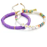 yokoamii Perlenarmband Set Y10 lila Edelstahl none Größe onesize