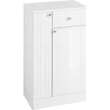 Saphir Unterschrank Quickset 955 Badschrank mit 2 Türen, 1 Schublade, 50 cm breit Badezimmer-Unterschrank in Weiß Hochglanz, Griffe Chrom Glanz weiß