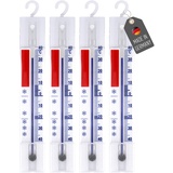 Lantelme 4 Stück Kühlschrankthermometer-Set mit Haken – Analoges Thermometer für Gefrierschrank, Kühlschrank, Kühltruhe und Kühltheke – Präzise Temperaturkontrolle für Lebensmittel