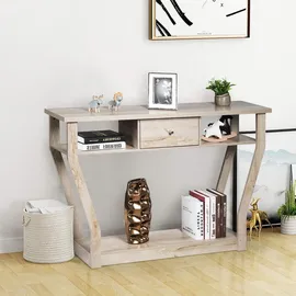 Costway Flurtisch Konsolentisch 120x30x81 cm grau