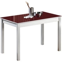 ASTIMESA Fester Tisch Küchentisch, Metall Glas Holz, Burgunderrot, 110x70cm