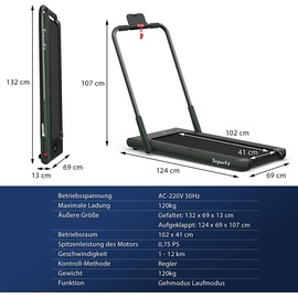 Goplus 2 in 1 Klappbares Laufband, kompaktes Laufmaschine mit 1-12 KM/H Geschwindigkeit, bis 120 kg belastbar -