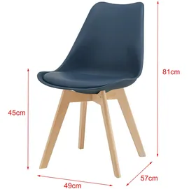 [en.casa] Stühle, Fläten 2er Set Kunstleder Blau