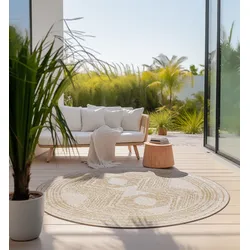 Teppich ELLE DECORATION "Merge Wendeteppich", gelb (ocker), H:5mm Ø:200cm, Polypropylen, Teppiche, Flachgewebe, In-& Outdoor, Modern, beidseitig, Balkon, Wohnzimmer