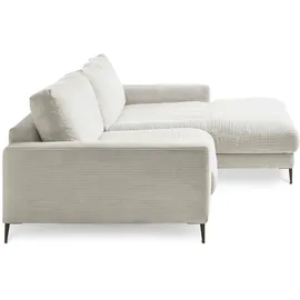 KAWOLA Ecksofa Cara Cord Recamiere rechts hellgrau
