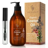 THE OGANICS® Bio Rizinusöl 500ml – 100% Rein & Kaltgepresst – Haaröl & Wimpernserum – Für Wimpern, Augenbrauen, Haare, Bart & Nägel – Vegan, Tierversuchsfrei – Castor Oil, Pumpe + Mascara-set
