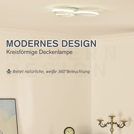 Homcom Deckenleuchte Wohnzimmerlampe LED Schlafzimmerlampe Deckenlampe Moderne Flurlampe Esszimmerlampe, Metall, Aluminium, Acryl, 56 x 47 x 8 cm