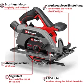 Einhell Akku-Handkreissäge TP-CS 18/165 Li BL - Solo, 18 V, rot/schwarz
