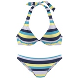 VENICE BEACH Bügel-Bikini, Damen marine-gelb-gestreift, Gr.44 Cup D,