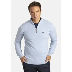 Strickpullover SIR RAYMOND TAILOR "Sochi", Herren, Gr. M, blau, 100% Baumwolle, unifarben, casual, normal, Langarm, Pullover, mit stilvollem Half-Zip