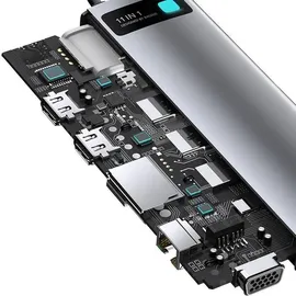 Baseus Metal Gleam USB-C 11 Ports), Dockingstation + USB Hub Grau