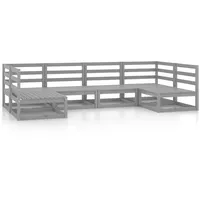 vidaXL Garten-Lounge-Set 6-tlg. Massivholz Kiefer grau