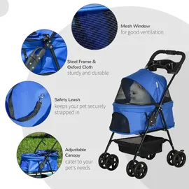 PawHut Hundewagen Blau 67 x 45 x 96 cm