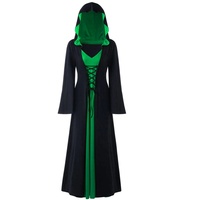 LPFNSF Vintage Hexenkleid, Weihnachten Vampir Kostüm Frauen Plus Größe, Renaissance Kostüm Frauen Mittelalter Kleid (grün,M)