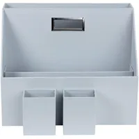 Schreibtischset, Grau, Hellgrau, Papier, Karton, 3-teilig, 35x28x20 cm, Arbeitszimmer, Bürozubehör