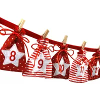 Frau WUNDERVoll® Adventskalender zum Befüllen - Stoff, rot weiß/Weihnachtskalender,Zahlen,Beutel,Sack,Säcke,Säckchen,Stoffbeutel,Baumwolle,Baumwollsäckchen,Ges...