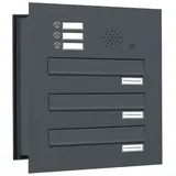 AL Briefkastensysteme Durchwurfbriefkasten 3er Anthrazit inkl. Zeitungsfach