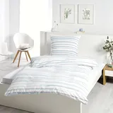 Dyckhoff Weichfrottier Bettwäsche 'Nadelstreifenblöcke' 135 x 200 cm Türkis - grau),