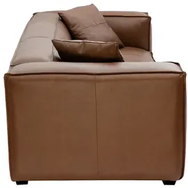 miliboo Schlafcouch Leder 3-Sitzer Braun