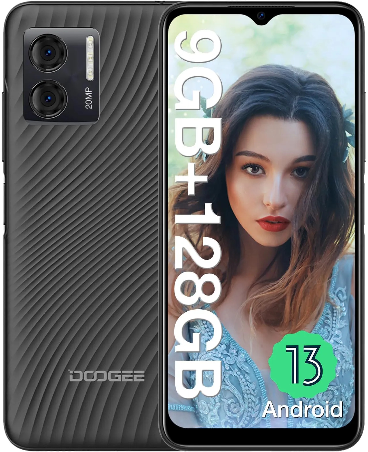 DOOGEE N50S Android 13 Smartphone Ohne Vertrag, 9GB+128GB Speicher/1TB Erweiterbar 6.52" HD+ Display, 4200mAh mit 10W Schnellaufladung Handys, 20MP Kamera, 4G Dual SIM Günstig Handy 2024