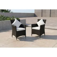 OUTFLEXX 2er Set Sessel, schwarz, Polyrattan inkl. Kissen und Polster